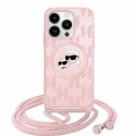 Dėklas Karl Lagerfeld KLHMP15LHCKCKLCP iPhone 15 Pro 6.1" rožinė/pink hardcase IML Crossbody Monogram Karl & Choupette Head MagS