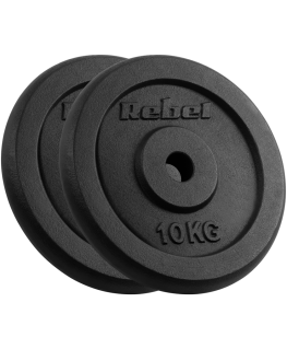 Set of cast iron weights 2x10kg, hole 31mm, classic plate, REBEL ACTIVE