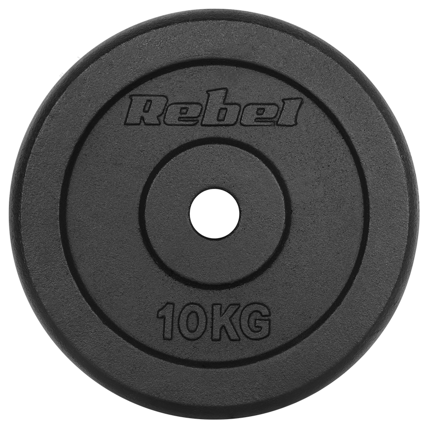 Set of cast iron weights 2x10kg, hole 31mm, classic plate, REBEL ACTIVE – 3