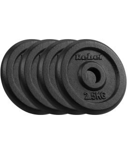 Set of cast iron weights 4x2.5kg, hole 31mm, classic plate, REBEL ACTIVE