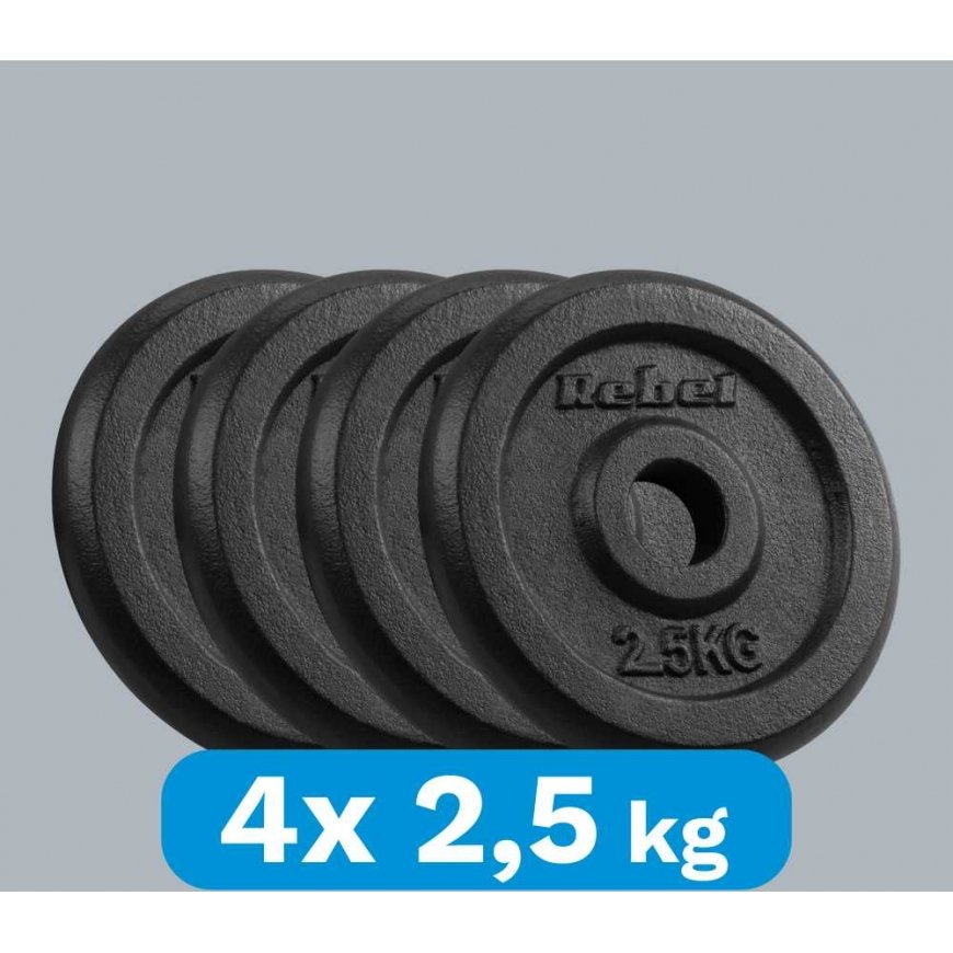 Ketaus svarelių rinkinys 4x2.5kg, skylė 31mm, klasikinė plokštelė, REBEL ACTIVE – 5