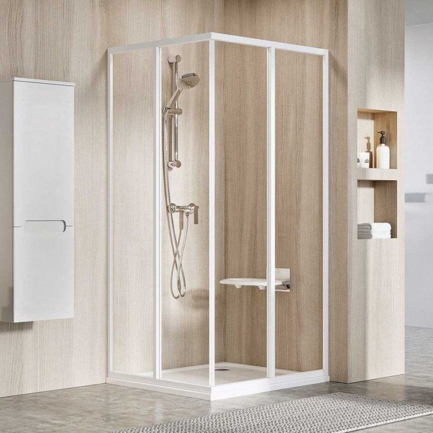 Rectangular shower wall Ravak Supernova, SRV2-90 195 S, white+transparent glass