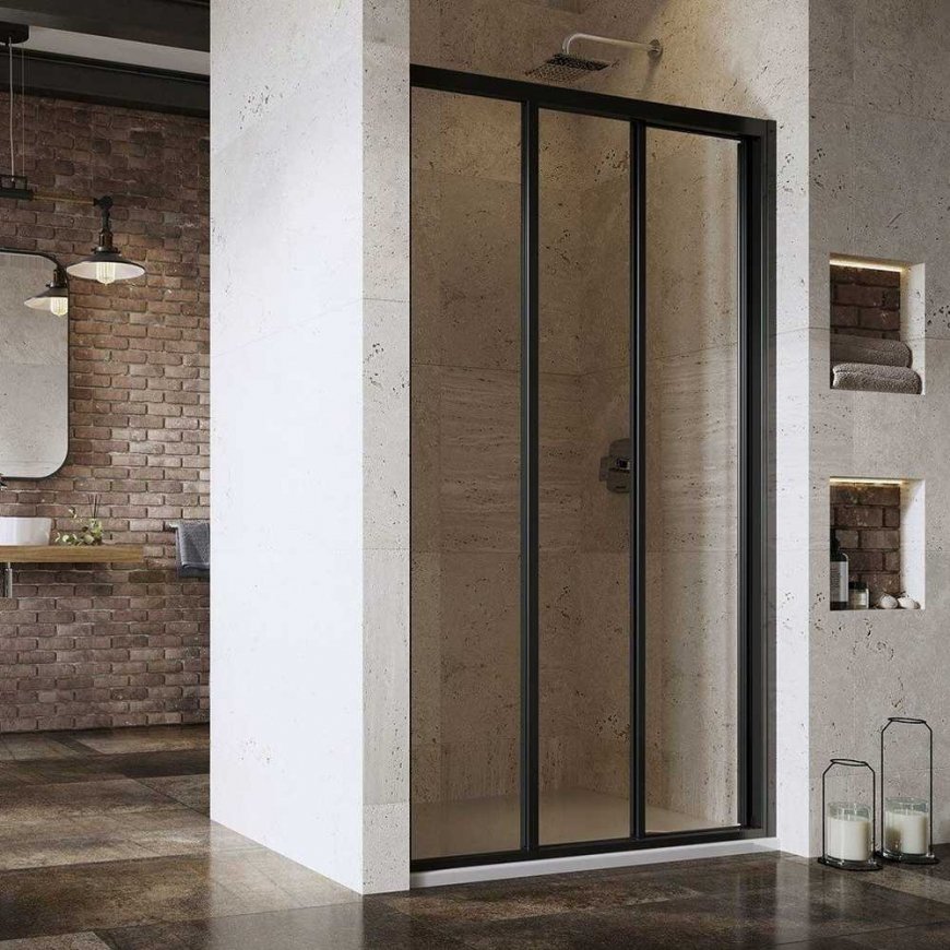 Sliding shower door Ravak Supernova, ASDP3-120 198, black+transparent glass