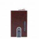 Piquadro, Mėlyna Square, Leather, Card Holder, Square Sliding System with Zipped Coin Pocket, PP5359B2R-MO, Mahogany, For Men Piquadro, Mėlyna Square, Leather, Card Holder, Square Sliding System with Zipped Coin Pocket, PP5359B2R-MO, Mahogany, For Men