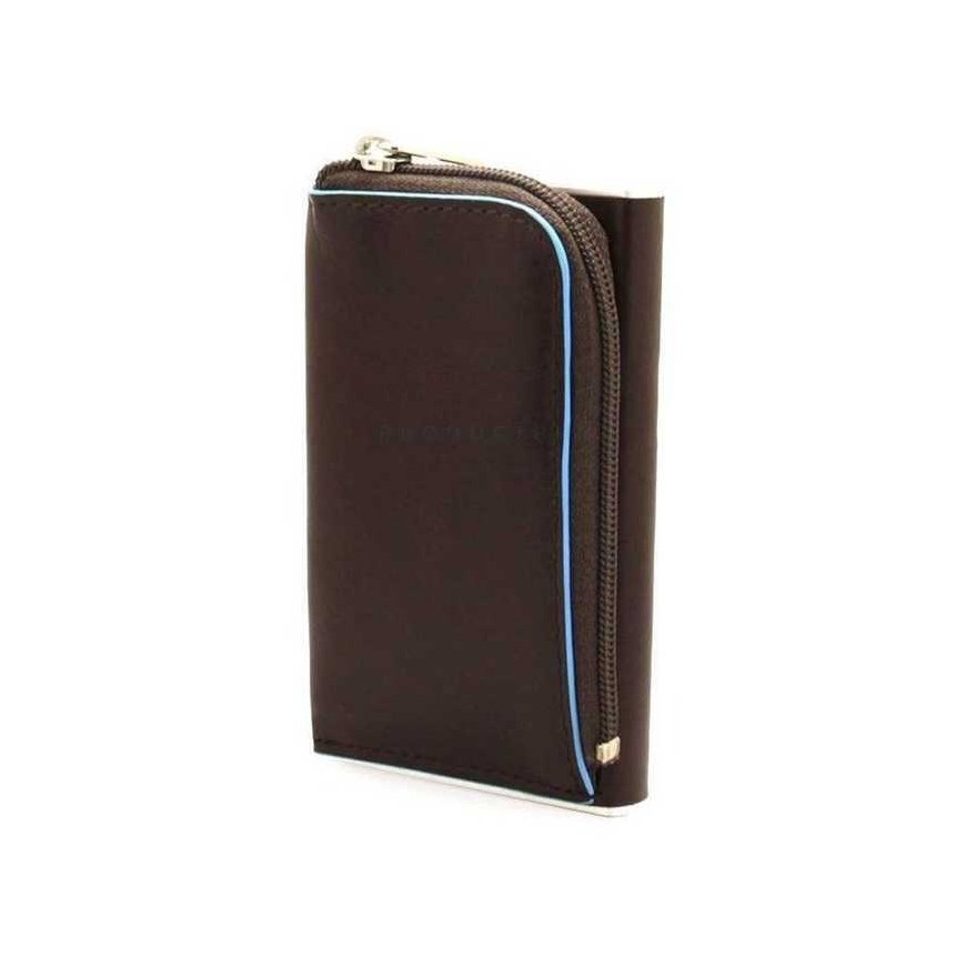 Piquadro, Blue Square, Leather, Card Holder, Square Sliding System with Zipped Coin Pocket, PP5359B2R-MO, Mahogany, For Men – 2
