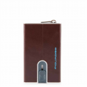 Piquadro, Mėlyna Square, Leather, Card Holder, Square Sliding System with Zipped Coin Pocket, PP5359B2R-MO, Mahogany, For Men Piquadro, Mėlyna Square, Leather, Card Holder, Square Sliding System with Zipped Coin Pocket, PP5359B2R-MO, Mahogany, For Men