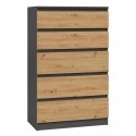 Topeshop M5 ANTRACYT/ARTISAN chest of drawers Topeshop M5 ANTRACYT/ARTISAN chest of drawers