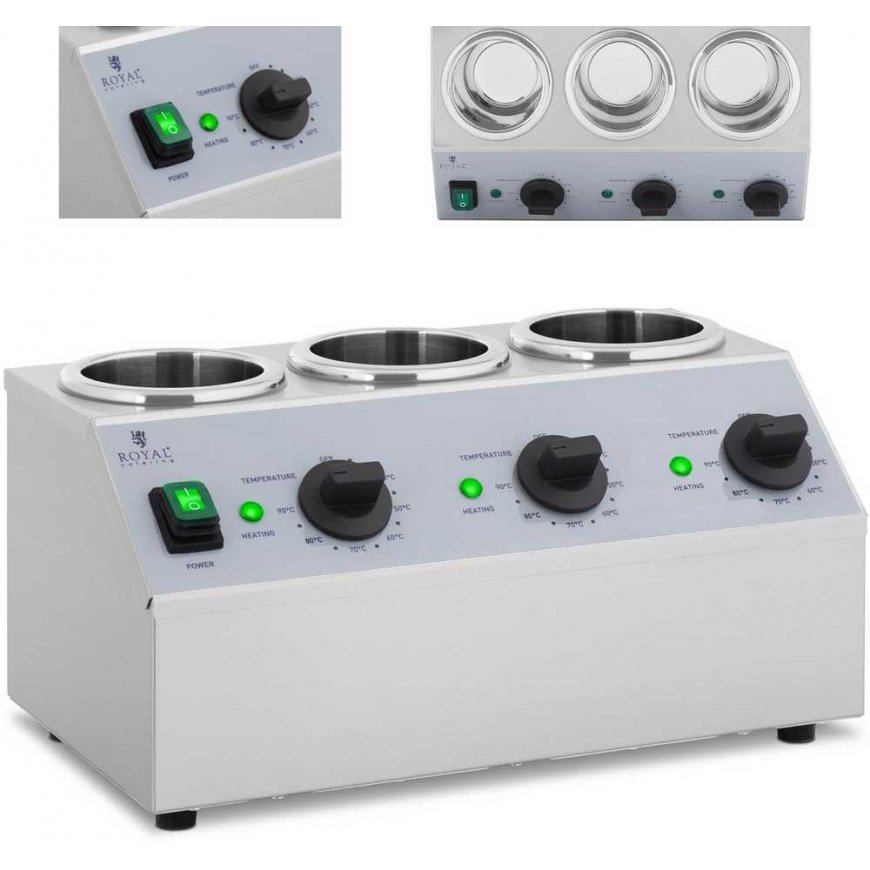 Royal Catering Bottle warmer for hot sauces 3x 1L 40-90C 550W
