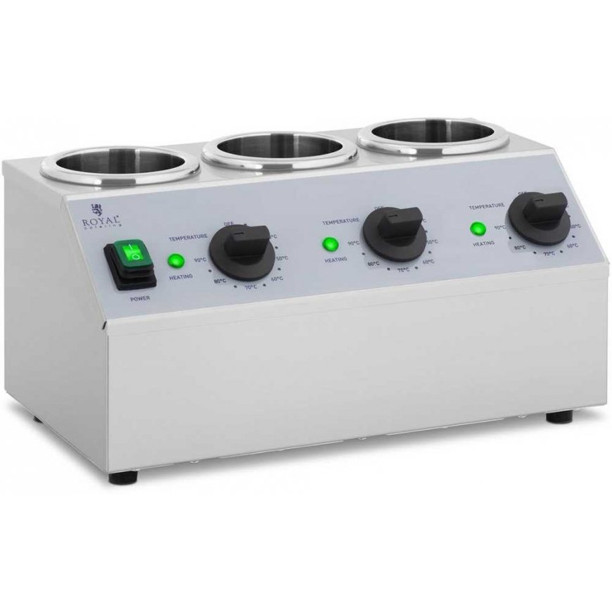Royal Catering Butelių šildytuvas karštiems padažams 3x 1L 40-90C 550W – 2