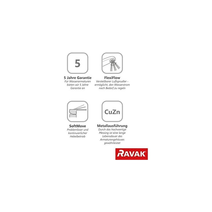 Basin mixer Ravak 10° Free, TD F 014.00 170 mm, without bottom valve, chrome – 2