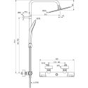 Stationary shower system Ideal Standard Ceratherm T50, with Ø250 head and hand shower, chrome