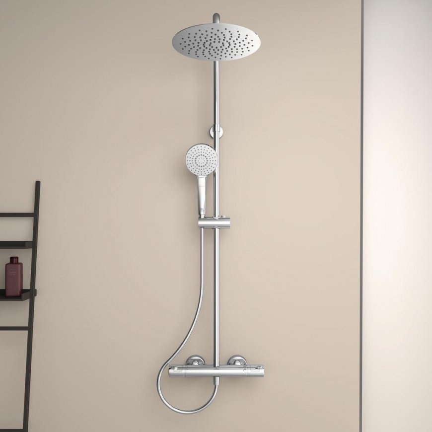 Stationary shower system Ideal Standard Ceratherm T50, with Ø250 head and hand shower, chrome – 4