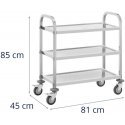 Royal Catering Cart kelnerski cateringowy do serwowania 3 półki 69 x 34 cm do 81 kg Royal Catering Cart kelnerski cateringowy do serwowania 3 półki 69 x 34 cm do 81 kg