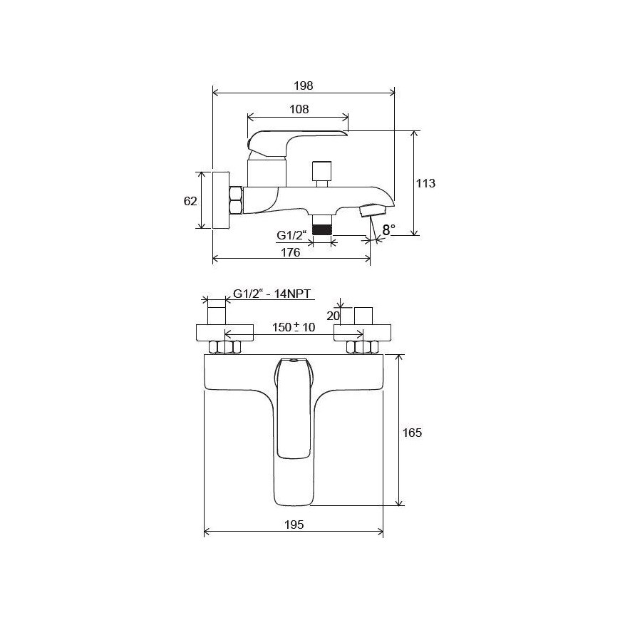 Wall mixer Ravak Flat, bath/shower FL 022.00/150 chrome – 3
