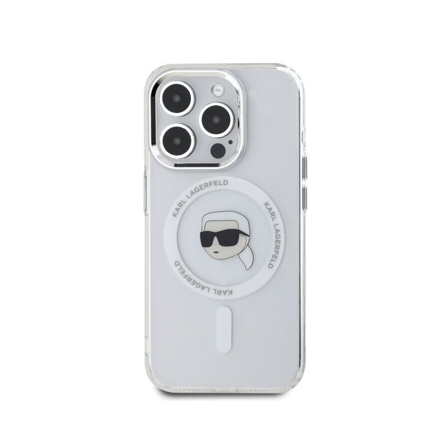 Karl Lagerfeld IML Karl Head Metal Frame MagSafe Case for iPhone