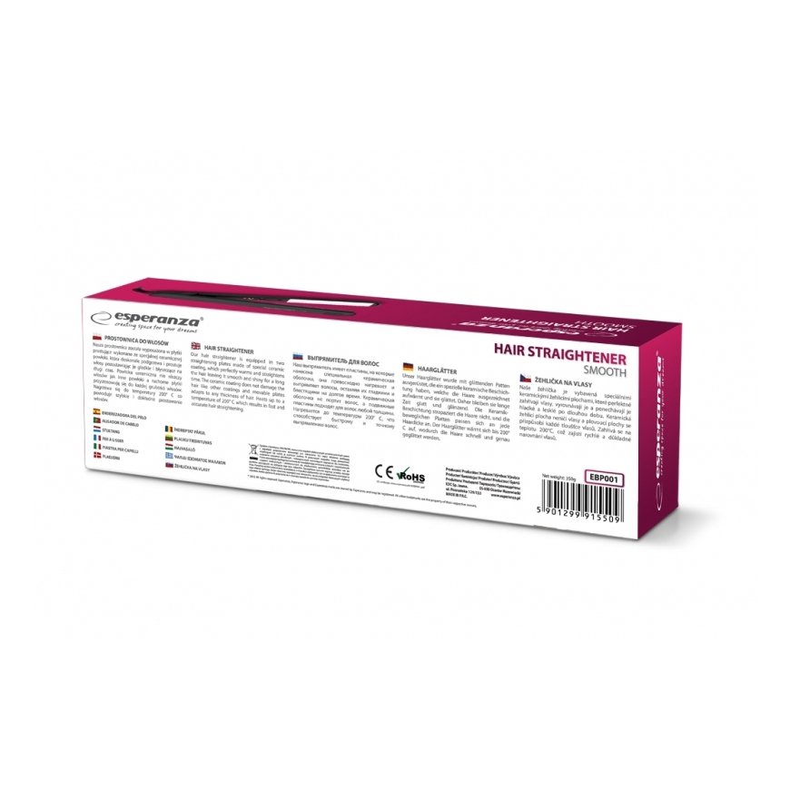 Esperanza EBP001 matu ieveidotājs Matu taisnotājs Silts Melns, Balts 35 W – 3