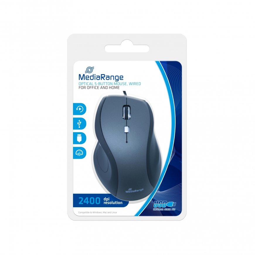 MediaRange MROS202 mouse Office Right-hand USB Type-A Optical 2400 DPI – 2