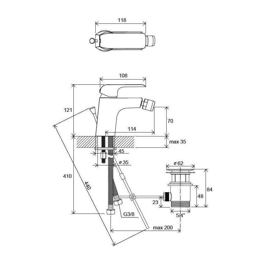 Bidet faucet Ravak Flat, with bottom valve FL 055.00 chrome – 3