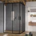 Rectangular shower cubicle wall Ravak Blix Slim, BLSRV2K-90, black+transparent glass