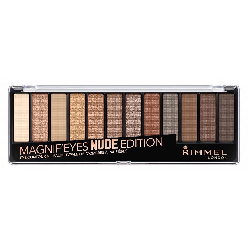 Rimmel Magnif’Eyes Shadow Palette acu ēnas 14 ml 001 Nude Edition Matēts, Mirgošana/vizuļošana