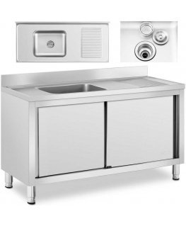 Royal Catering Vieno dubenio maitinimo baseino kriauklė su stumdomų durų spintele, kairė, 140 x 60 x 94,5 cm