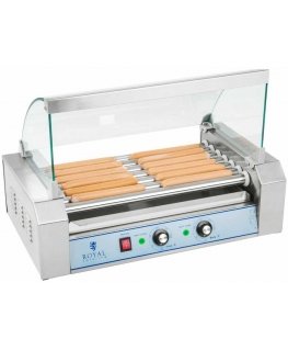 Royal Catering Grillis rolkowy su pokrywą roller grill podgrzewacz do parówek 7 rolek