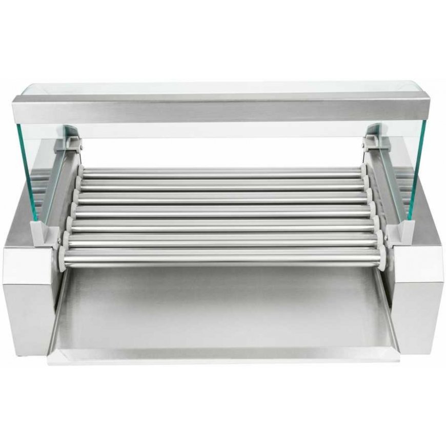 Royal Catering Grilis rolkowy su pokrywą roller grill podgrzewacz do parówek 7 rolek – 2