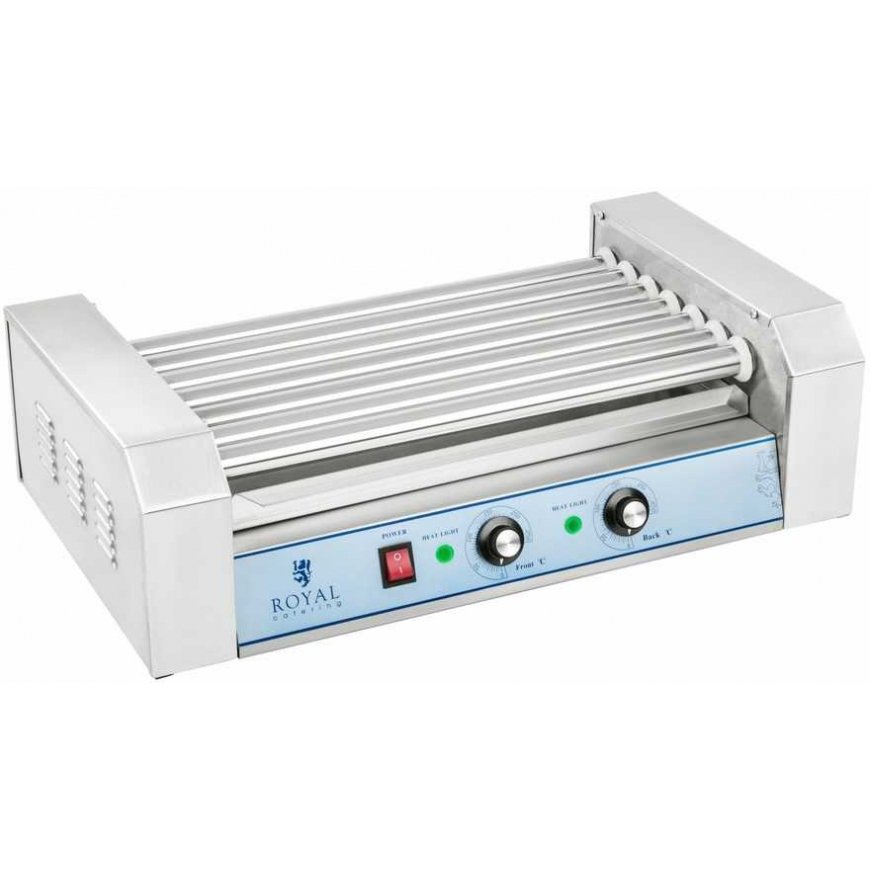 Royal Catering Grillis rolkowy su pokrywą roller grill podgrzewacz do parówek 7 rolek – 3
