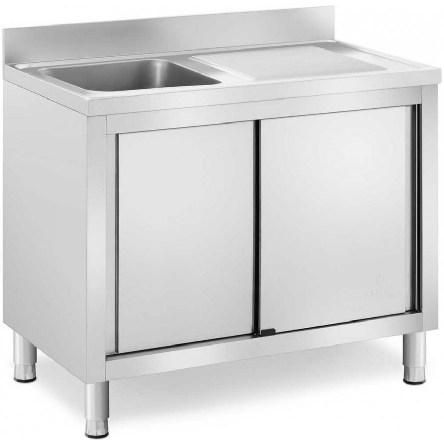 Royal Catering Vieno dubenėlio kriauklė su stumdomų durų spintele, kairė, 100 x 60 x 95 cm – 2