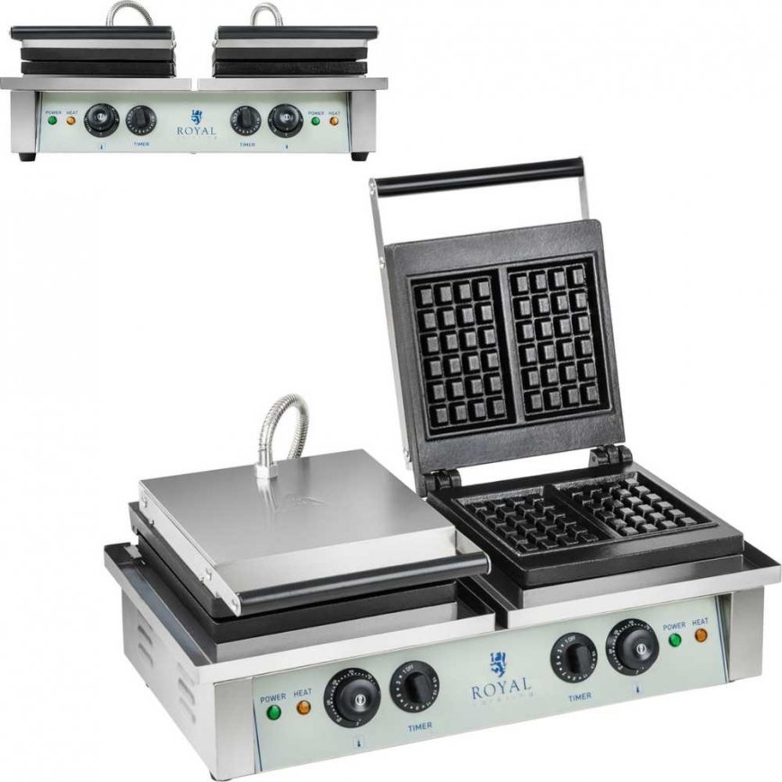 Royal Catering Rectangular double waffle maker for 4 Belgian waffles – 2