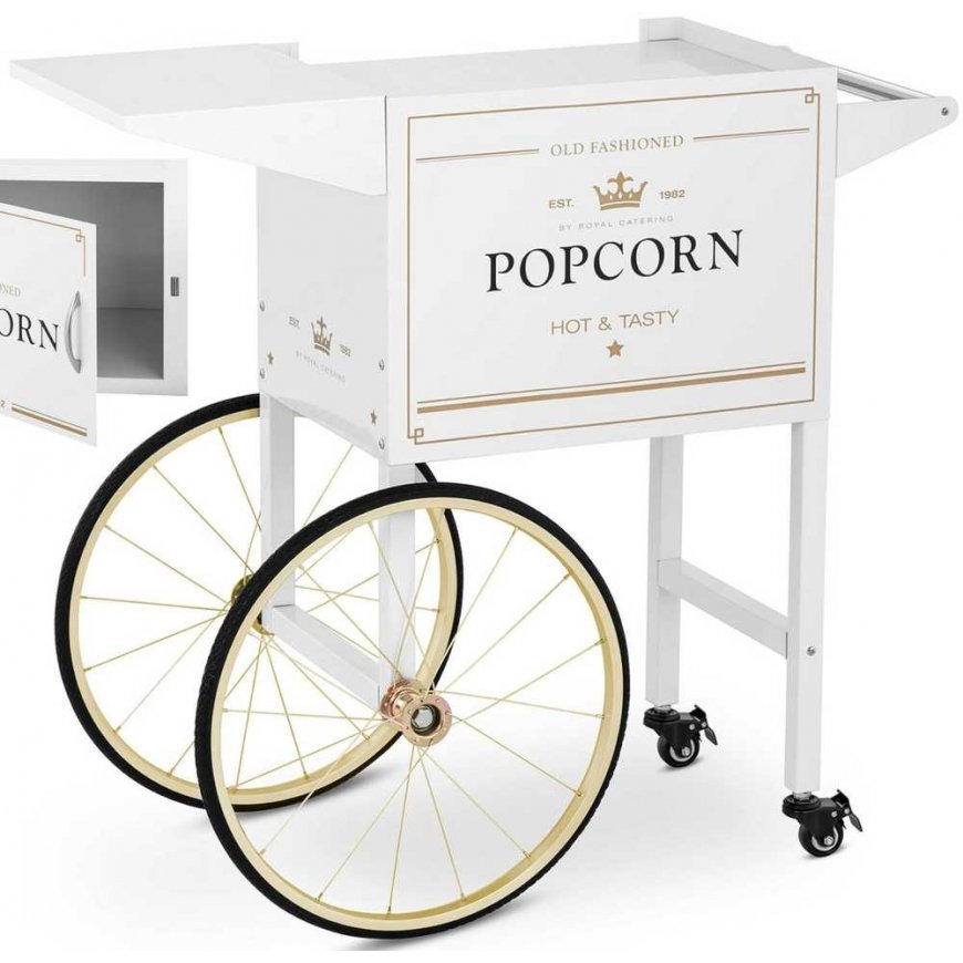 Travel Royal Catering Trolley podstawa do maszyny do popcornu with cabinet retro 51 x 37 cm - white and gold