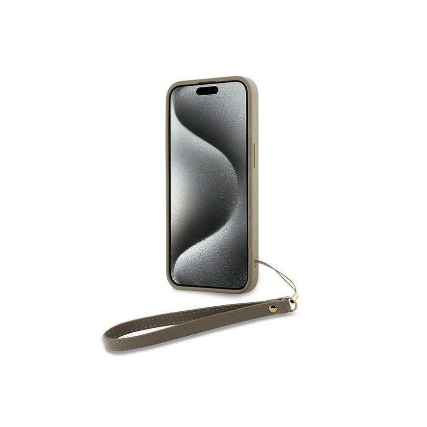 Dėklas DKNY DKHCP15MPBSWSE iPhone 15 Plus 6.7" smėlio spalva/beige hardcase Wrist Strap Stock Logo – 5