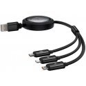 3-in-1 Baseus Free2Draw USB to M+L+C 100W cable, 1.1 m (juodas) 3-in-1 Baseus Free2Draw USB to M+L+C 100W cable, 1.1 m (juodas)