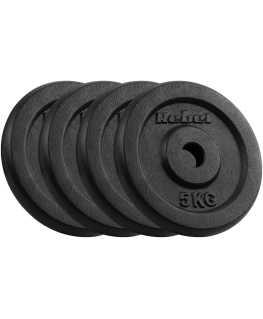 Set of cast iron weights 4x5kg, hole 31mm, classic plate, REBEL ACTIVE
