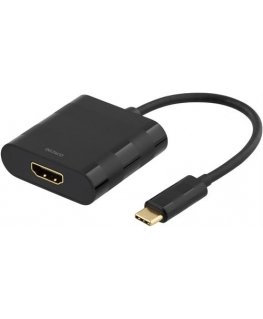 Deltaco USBC-HDMI video kabeļu aksesuārs 0,1 m USB Veids-C Melns