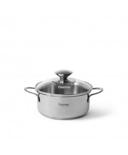 Fissman Puodas BAMBINO 14x6cm / 0,9l su stikliniu dangčiu (nerūdijantis plienas)