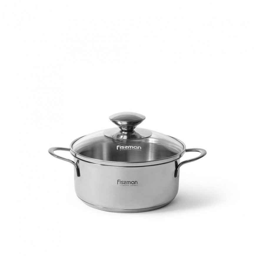 Fissman Puodas BAMBINO 14x6cm / 0,9l su stikliniu dangčiu (nerūdijantis plienas)