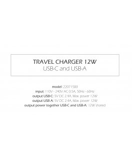 Swissten Travel Charger 12W USB-C / USB-A