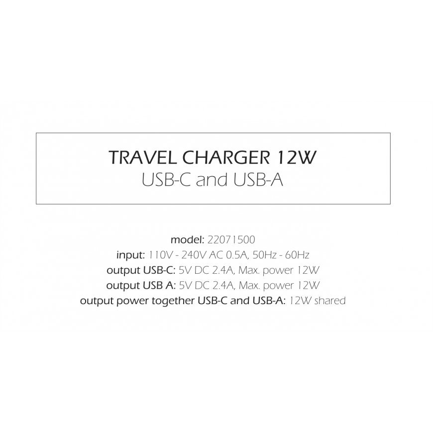 Swissten Travel Charger 12W USB-C /