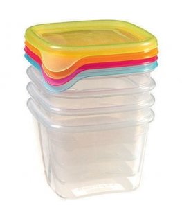Set of 4 food containers 4x0,45L square Fresh&Go mix