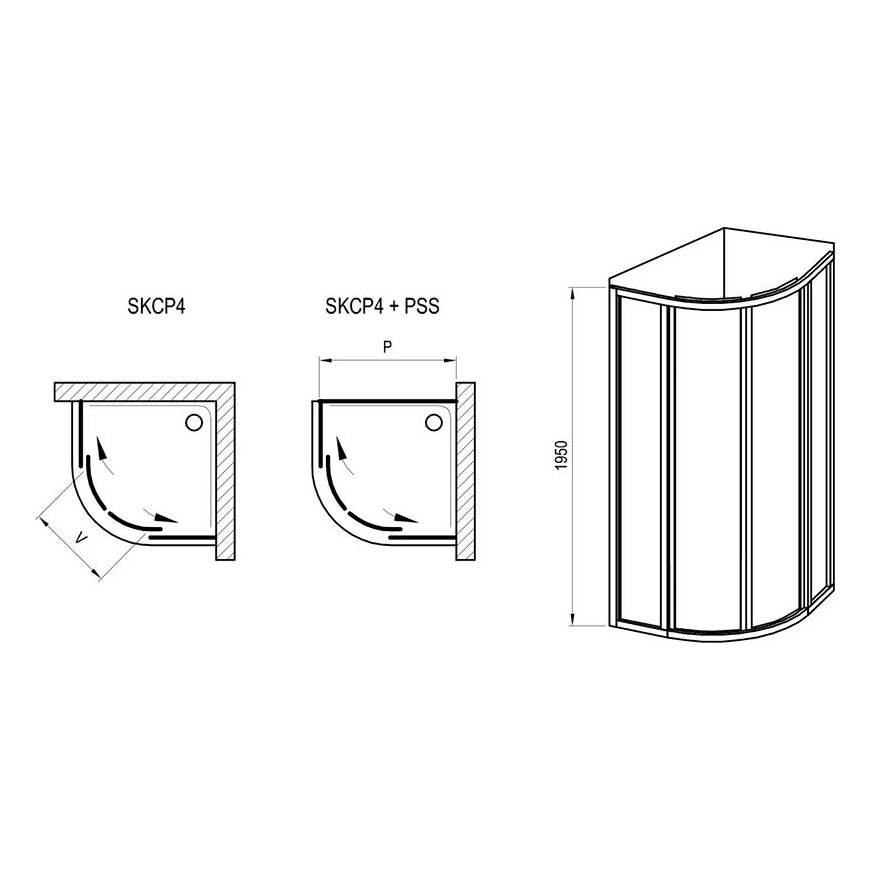 Semi-circular shower cabin Ravak Supernova, SKCP4-80 195, white+glass Grape – 4