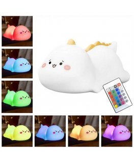 Media-Tech POKKY Clever Dino - Silicone, multicolored night lamp with rechargeable battery. Control by tapping or with the remot