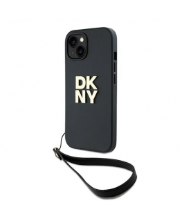 Case DKNY DKHCP15MPBSWSK iPhone 15 Plus 6.7" black/black hardcase Wrist Strap Stock Logo