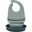 Nattou silicone dishes for children, set 4w1 ze śliniakiem | Green