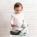 Nattou silicone dishes for children, set 4w1 ze śliniakiem | Green