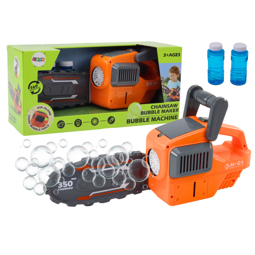 Lean Toys Soap bubble machine Chainsaw orange