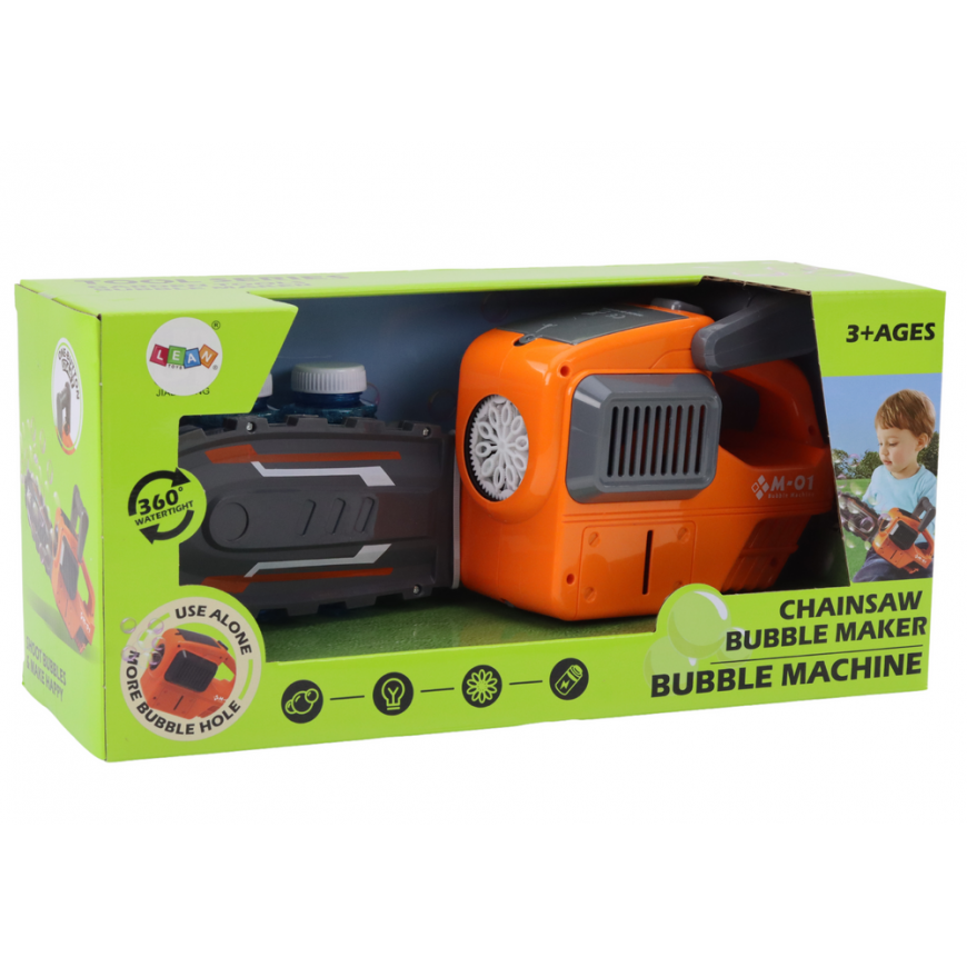 Lean Toys Muilo burbulų mašina Grandininis pjūklas oranžinis – 4