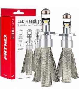 Żarówki samochodowe led seria flex+ h4 soczewka 12v 24v 6000k canbus amio-03658