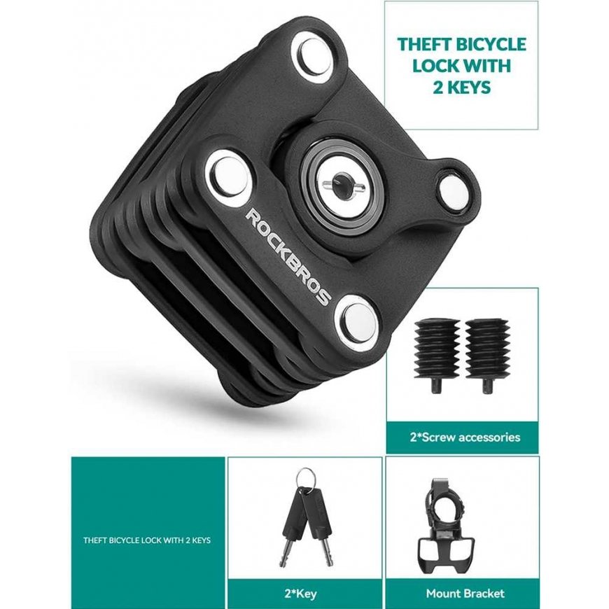 Rockbros WD795 Folding Bike Lock - Black – 4