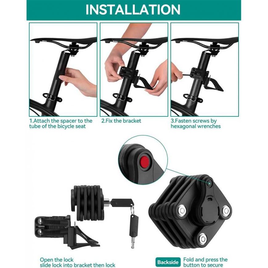 Rockbros WD795 Folding Bike Lock - Black – 5